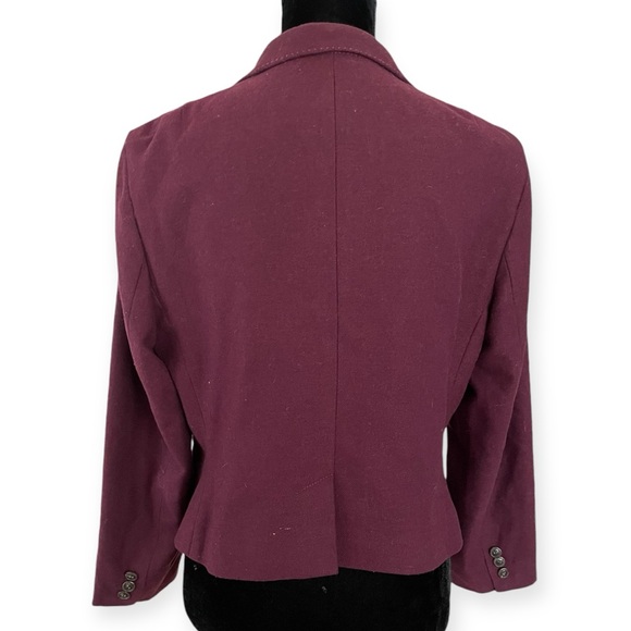Hh_Hhh Hilfiger women’s wool blend burgundy notch collar long sleeve blazer L - Picture 3 of 6